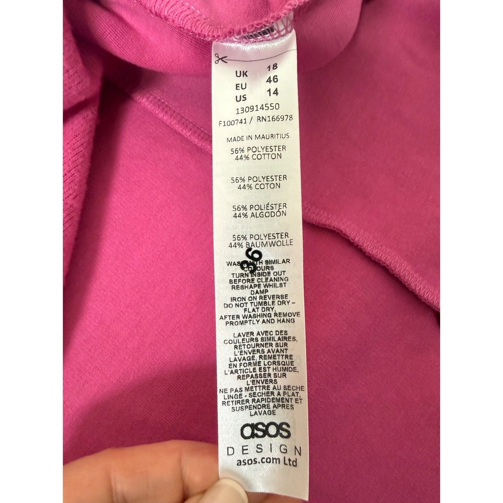 ASOS DESIGN Maxi Dress Women's 14 Deep V-Neck Choker Detail Pink - Picture 9 of 11